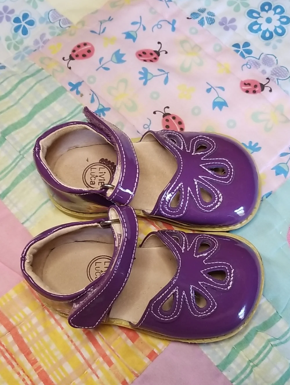 Livie & Luca Purple Patent Leather Mary Jane Shoes Size 6 Petals Excellent/VGUC